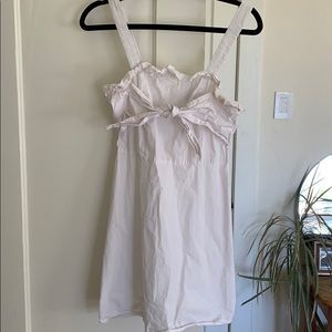 White tie front cotton mini sleeveless dress